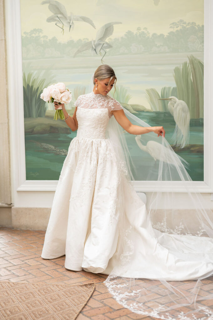 Bridal portraits in the solarium in the Cloister.