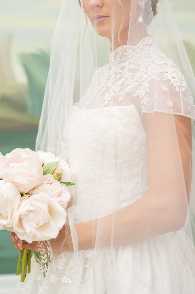 Bridal portraits in the solarium in the Cloister.