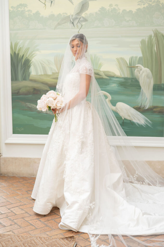 Bridal portraits in the solarium in the Cloister.