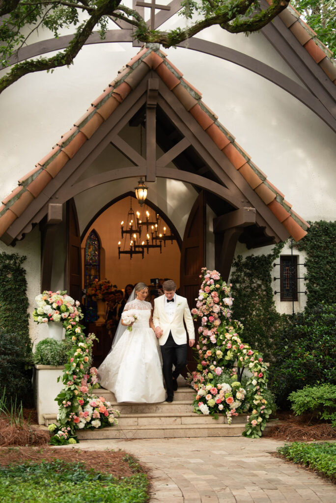 A Sea Island wedding ceremony at the Cloister Chapel.