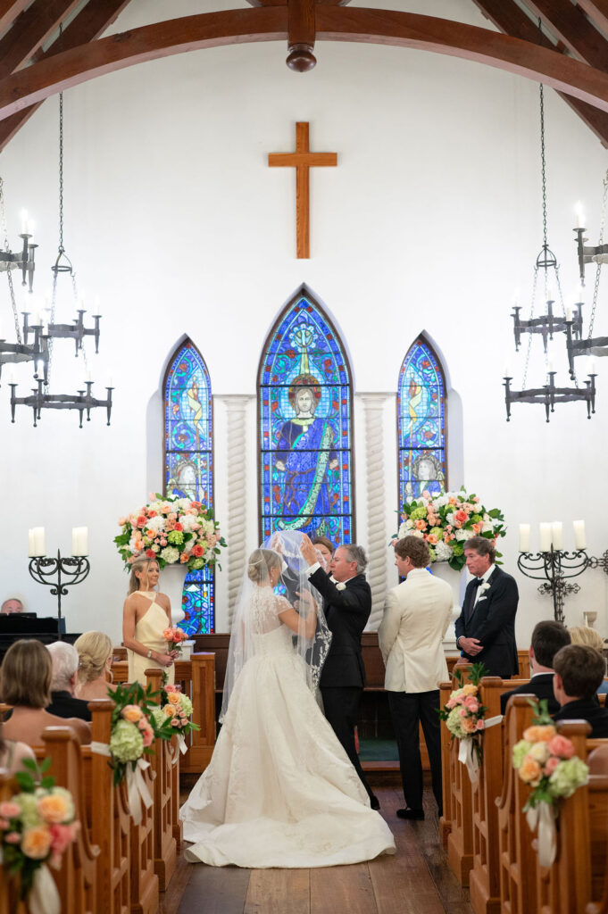 A Sea Island wedding ceremony at the Cloister Chapel.
